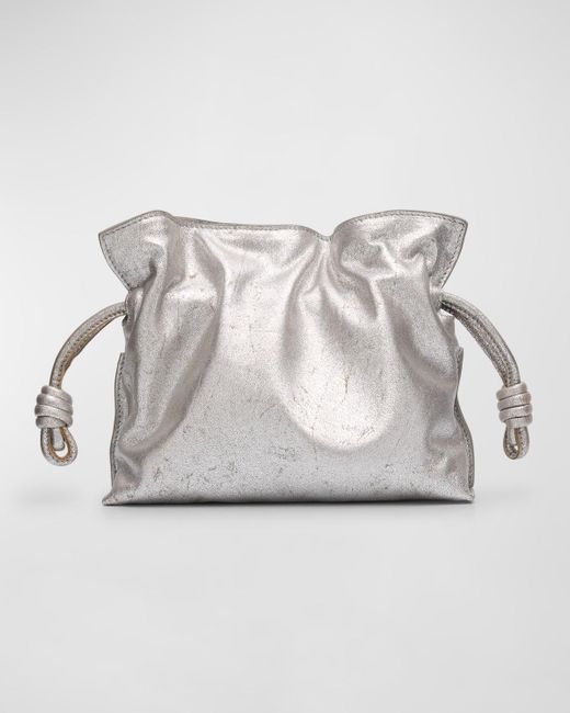 Loewe Flamenco Mini Distressed Metallic Clutch Bag
