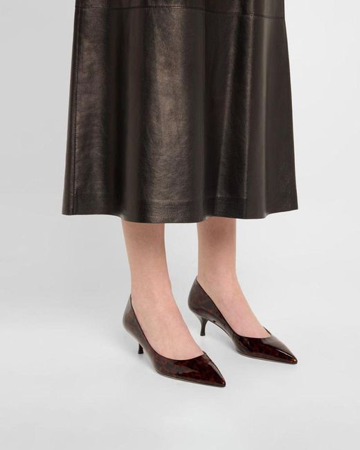Stuart Weitzman Brown Stuart Power Tortoise Leather Pumps