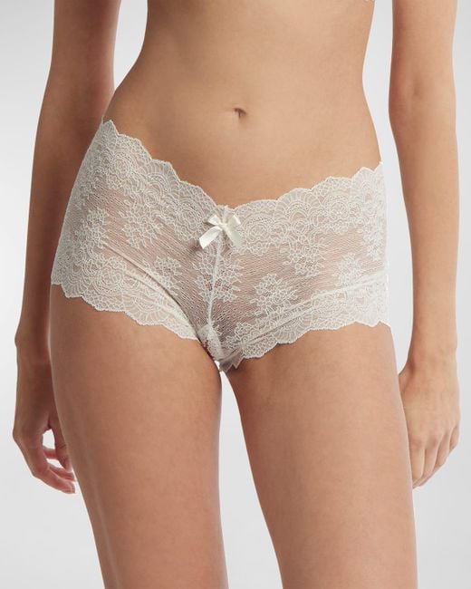 Hanky Panky White Luxe Lace Crotchless Briefs