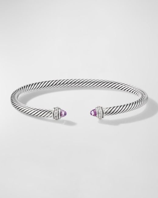 David Yurman Metallic Cable Bracelet With Gemstone And Diamonds