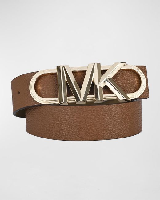 Michael Kors Brown Logo Buckle Leather Waist Belt
