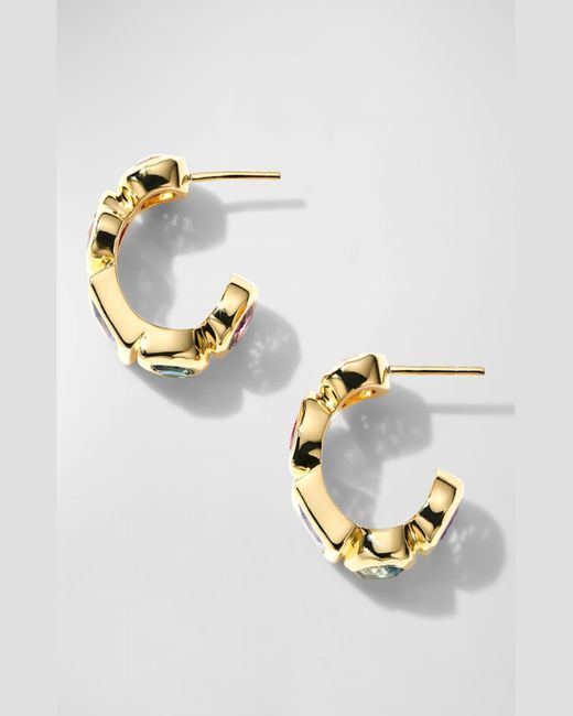 Ippolita Metallic Caramella Rainbow Stone 18k Gold Hoop Earrings