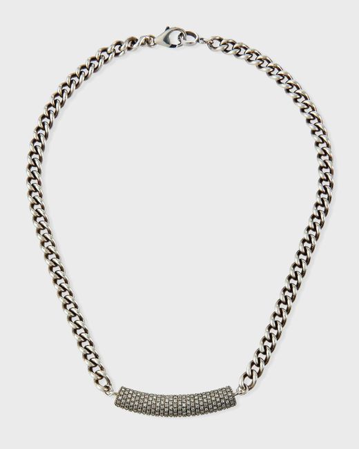 Sheryl Lowe Metallic 7mm Short Curb Chain & Diamond Necklace