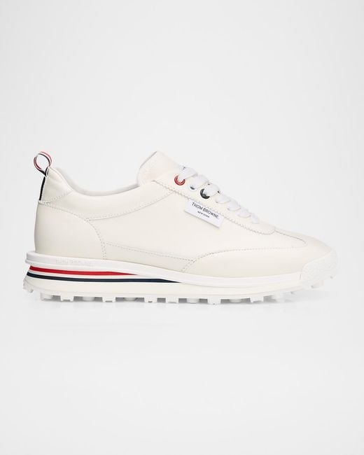 Thom Browne White Soft Tech Leather Runner Sneakers