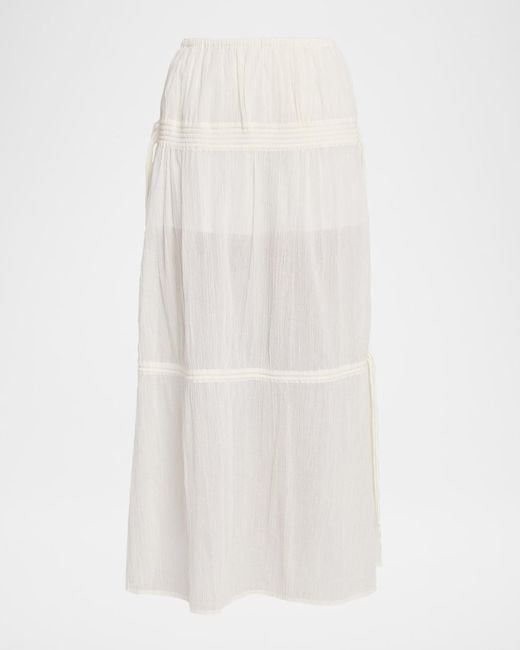 Totême  White Tiered Drawstring Maxi Skirt