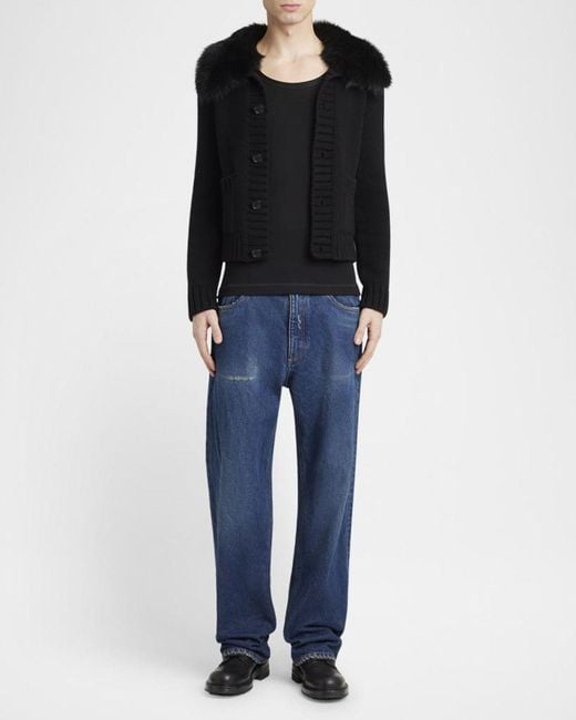 Dolce & Gabbana Black Apos;S Shearling-Collar Wool Jacket for men