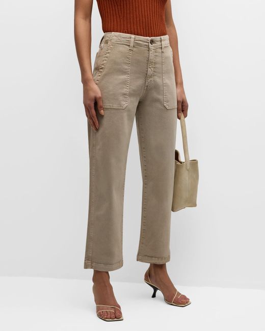 AG Jeans Natural Analeigh High-rise Straight Crop Jeans