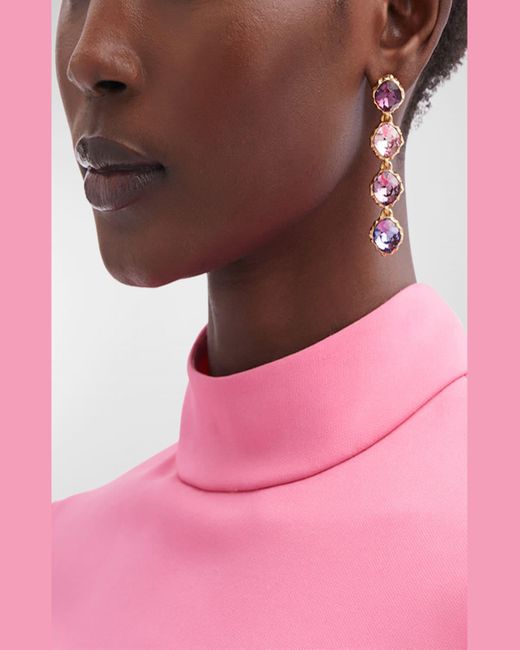 Oscar de la Renta Pink Classic Crystal Strand Earrings