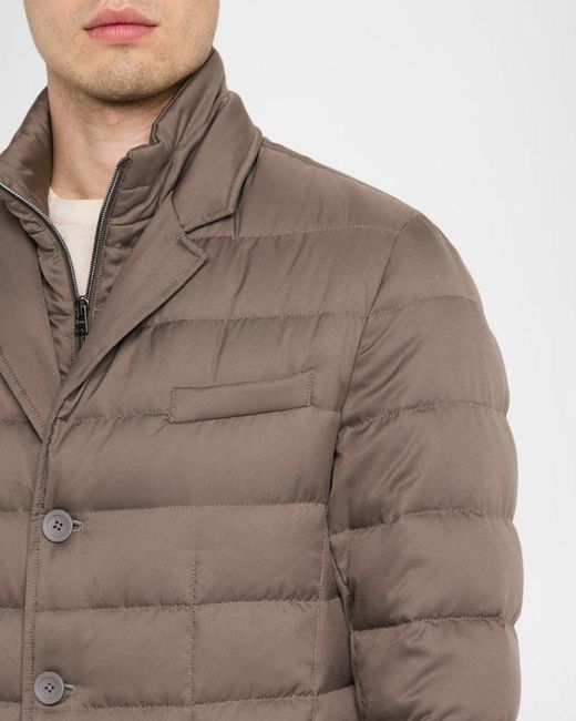 Herno Brown Apos;S Quilted Blazer W/ Bib for men