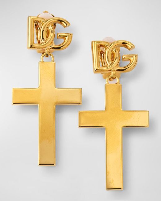 Dolce & Gabbana Metallic Dg Cross Earrings