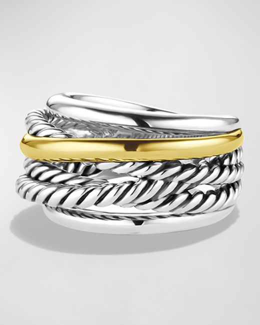 David Yurman Gray Crossover Narrow Ring With Silver/gold