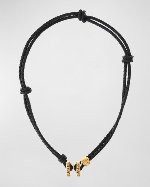 Versace Metallic Greca Braided Leather Necklace for men