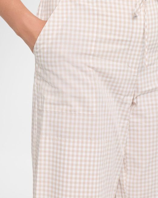 Jonathan Simkhai White Gingham Drawstring Pants