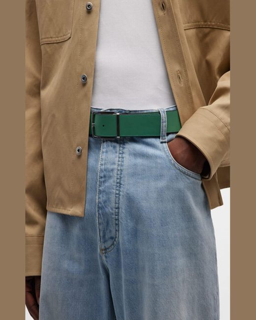 Bottega Veneta Green Reversible Intrecciato Leather Belt for men