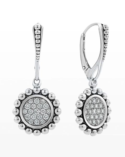Lagos White Caviar Spark Diamond Circle Drop Earrings