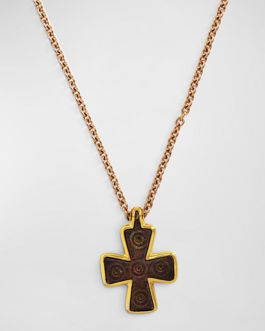 Jorge Adeler Metallic 18K Byzantine Cross Pendant for men