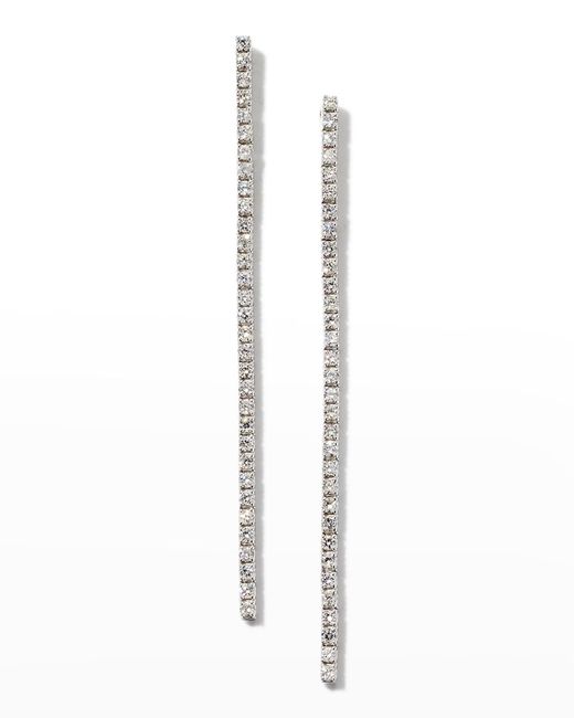 Frederic Sage 18k White Gold Microset Round Diamond Medium Line Hanging Drop Earrings