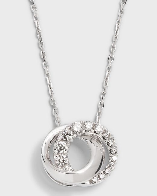Frederic Sage White Gold Small Love Halo Half Diamond And Polish Pendant Necklace