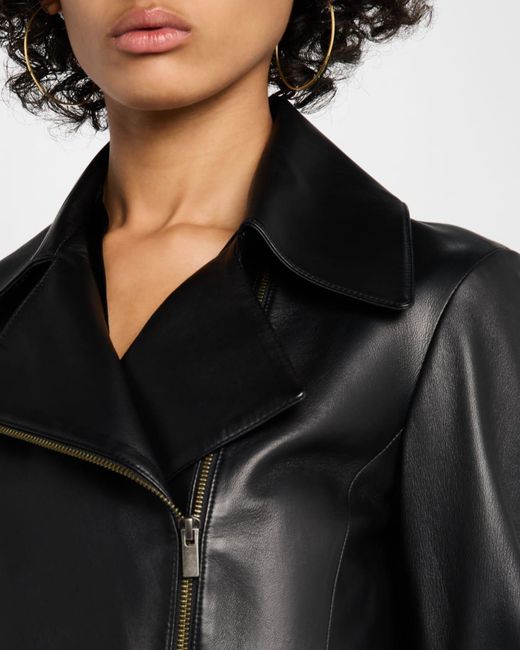 Vince Black Leather Zip-Front Jacket