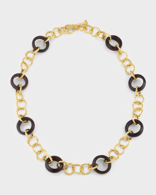 K Brunini Metallic Twig 18k O-chain Necklace W/ Wood