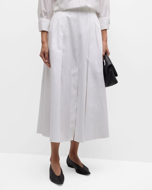 Rohe White A-Line Poplin Midi Skirt