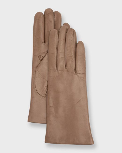 Portolano Brown Cashmere-Lined Napa Leather Gloves