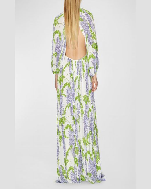 BERNADETTE Green Fran Crepe De Chine Floral Print Maxi Dress