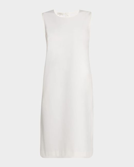 Lafayette 148 New York White Sleeveless Cotton-Blend Shift Dress