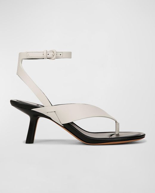 Vince White Julian Leather Ankle-strap Thong Sandals