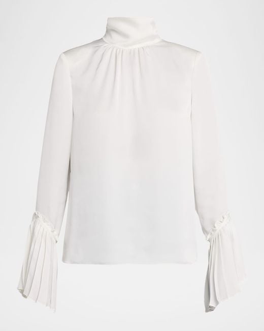 Ramy Brook White Christy Ruffle-Cuff Blouse