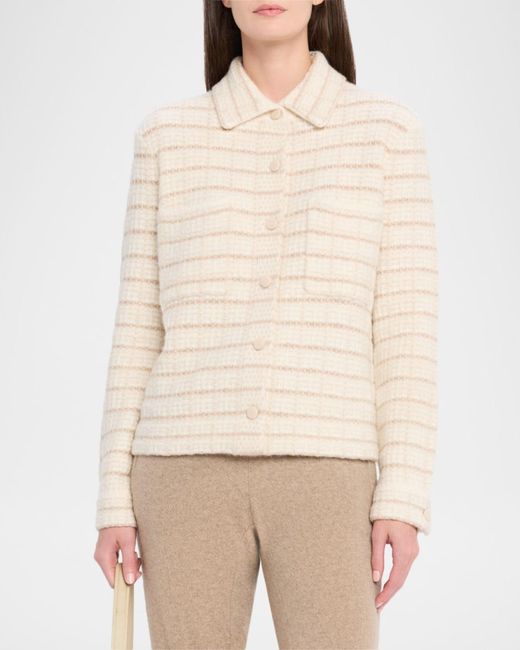 TSE Natural Button-Down Boxy Grid Jacket