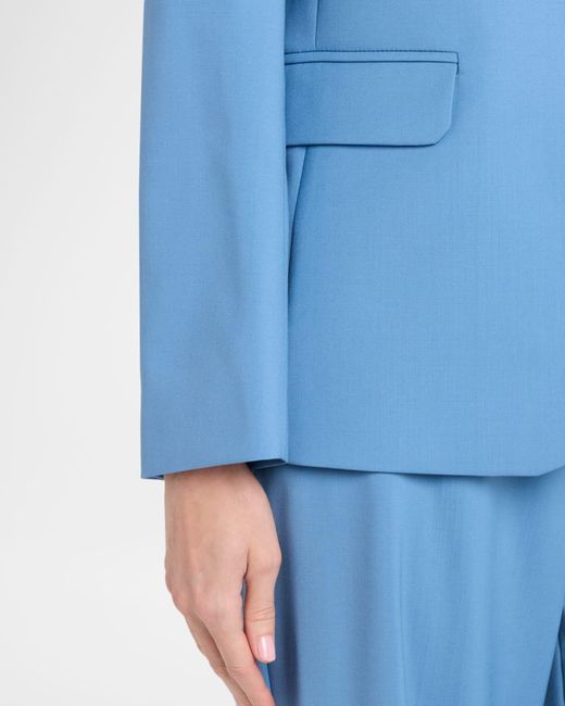 Weekend by Maxmara Blue Single-Button Stretch Wool Jacket
