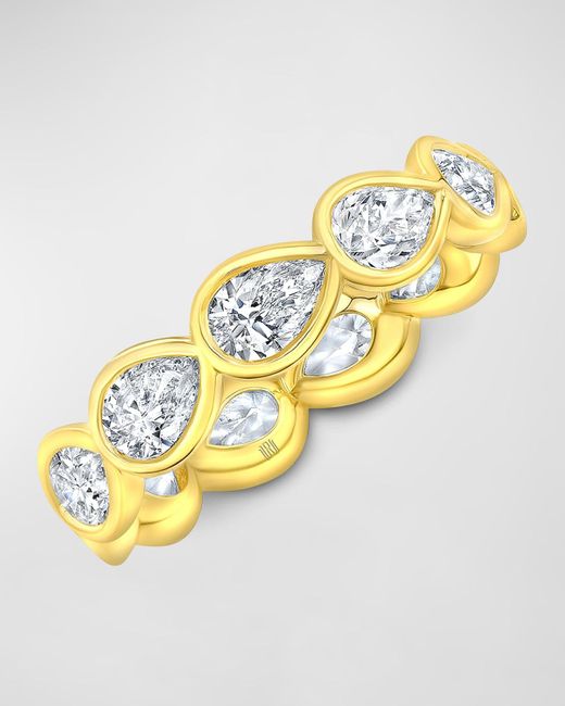 Rahaminov Diamonds Metallic 18k Yellow Gold Pear Shaped Diamond Buttercup Band, Size 6.5