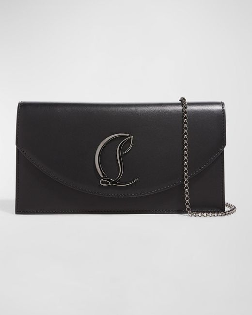 Christian Louboutin Black Loubi54 Calf Leather Clutch Shoulder Bag