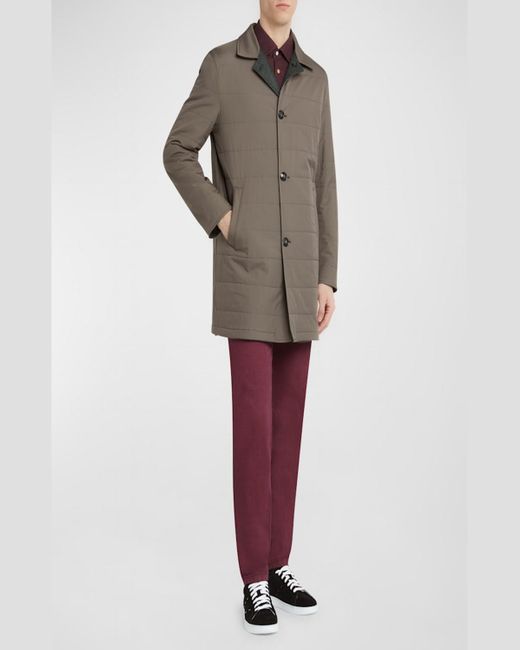 Kiton Suede Collar Reversible Wool Cashmere Raincoat in Gray for Men Lyst