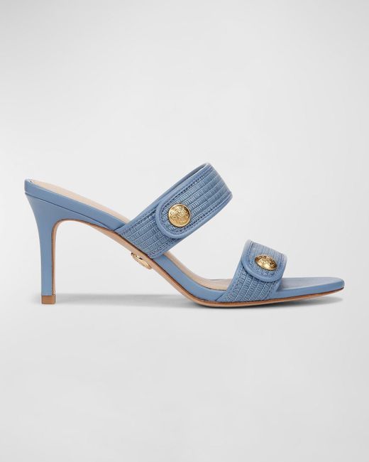 Veronica Beard Blue Sona Woven Leather Slide Sandals