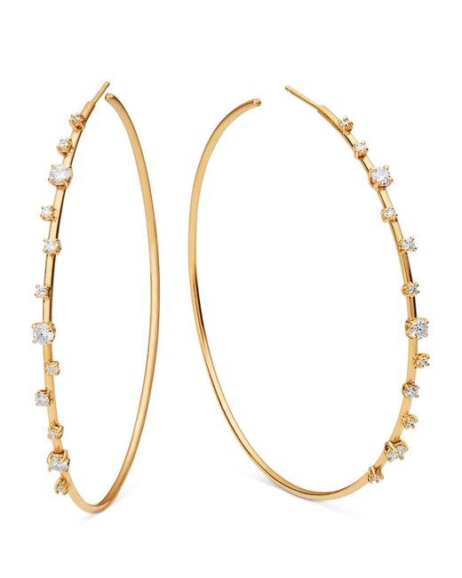 Lana Jewelry Metallic 14k Solo Scattered Diamond Hoop Earrings
