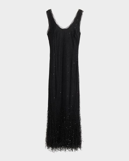 long sleeve black gala dress BLACK STONE-EMBELLISHED LONG-SLEEVE GOWN | CULT MIA main image 0