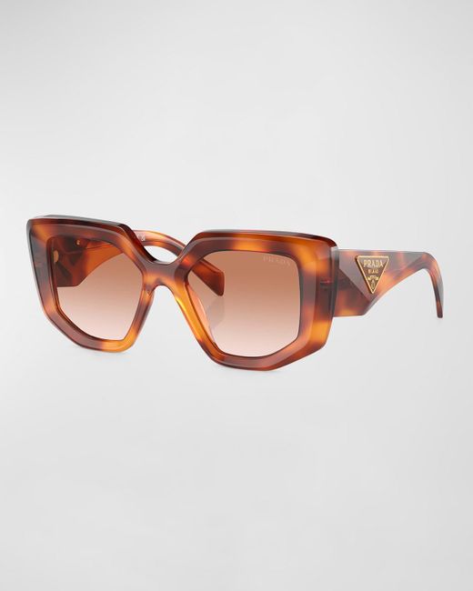 Prada Brown Logo Emblem Acetate Cat-Eye Sunglasses