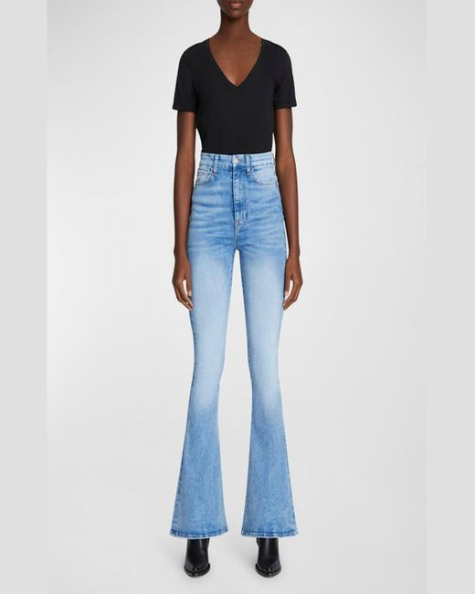 7 For All Mankind Blue Ultra High Rise Skinny Flare Jeans