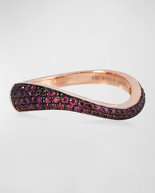 Kavant & Sharart Multicolor 18k Rose Gold Ruby Pave Wave Ring