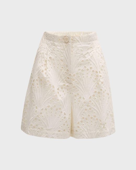 Essentiel Antwerp White Femano Broderie Anglaise Cotton Shorts