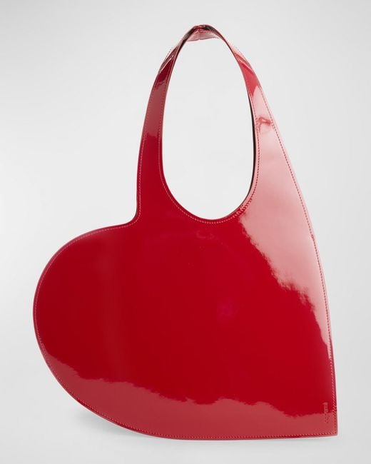 Coperni Red Mini Heart Patent Tote Bag