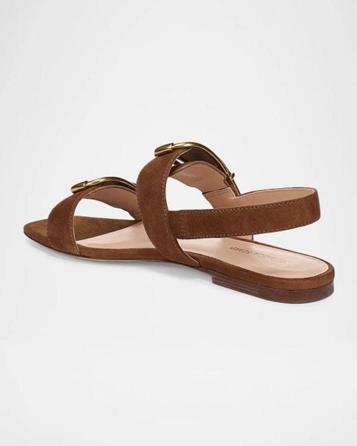 Veronica Beard Brown Maglio Suede Flat Sandals