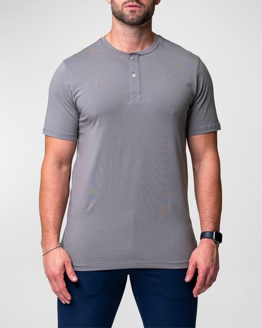 Maceoo Gray Core Henley Shirt for men