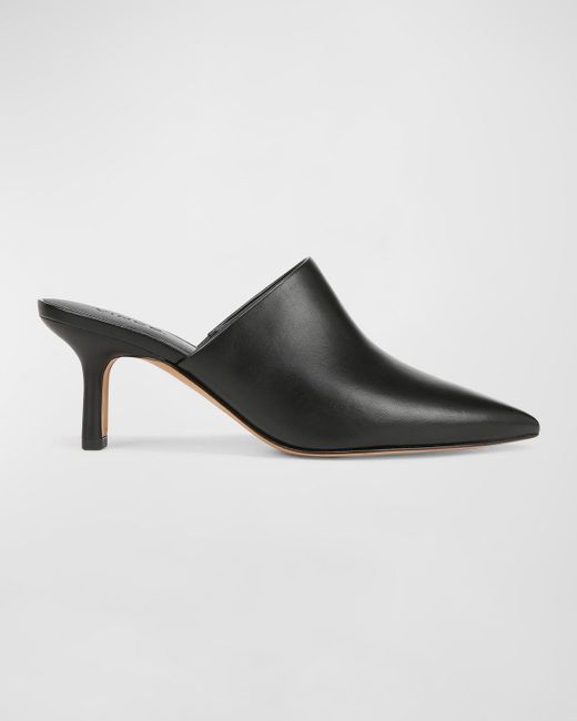 Vince Black Penelope Leather Point-toe Mules