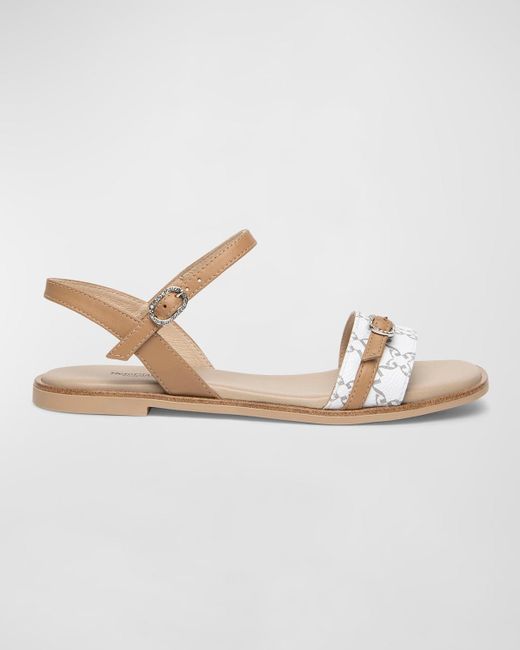 Nero Giardini Metallic Logo Ankle-Strap Flat Sandals
