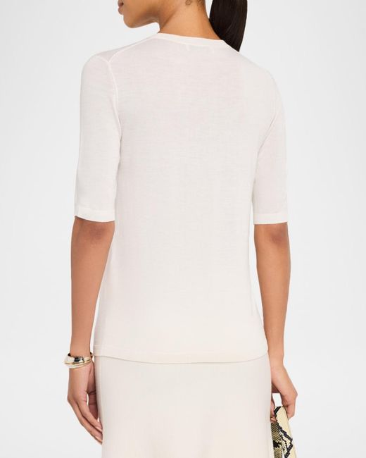 Gabriela Hearst Brunner Short-Sleeve Cashmere-Silk T-Shirt in Natural ...