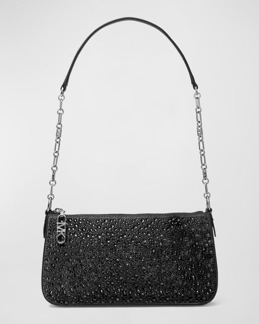 MICHAEL Michael Kors Black Medium Embellished Chain Pouchette Shoulder Bag