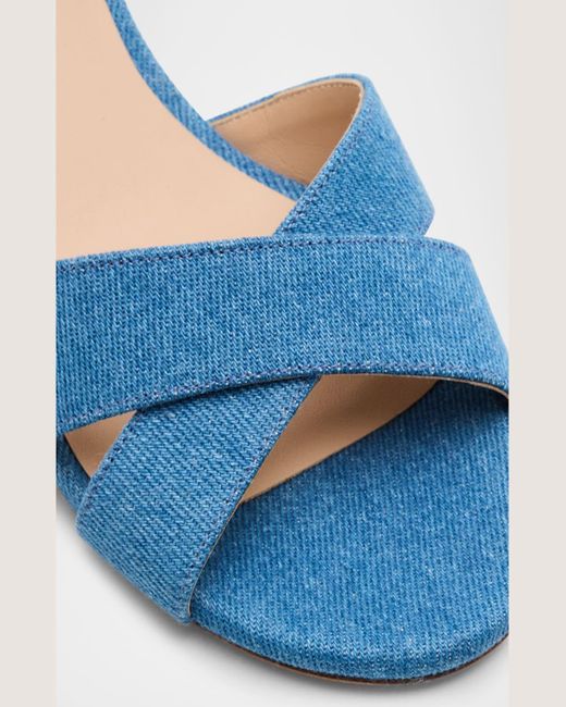 Stuart Weitzman Blue Dayna Denim Crisscross Sandals